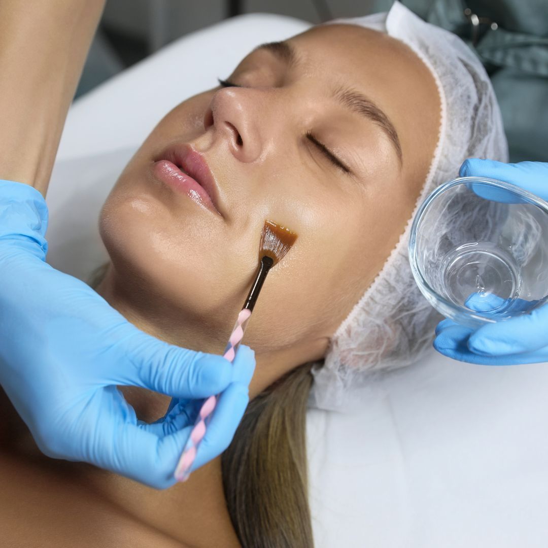 Facial treatment in progress at a beauty salon.