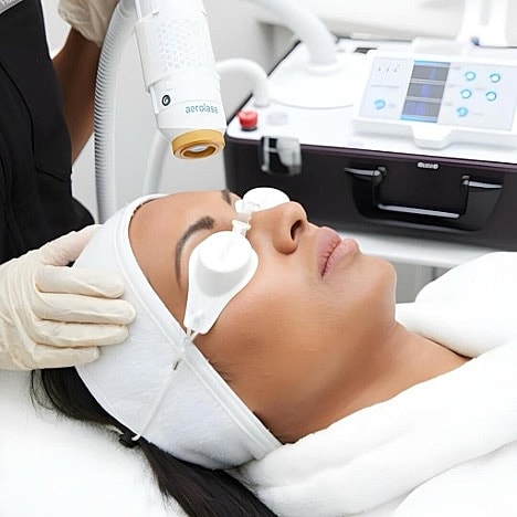 Facial treatment in a spa setting.