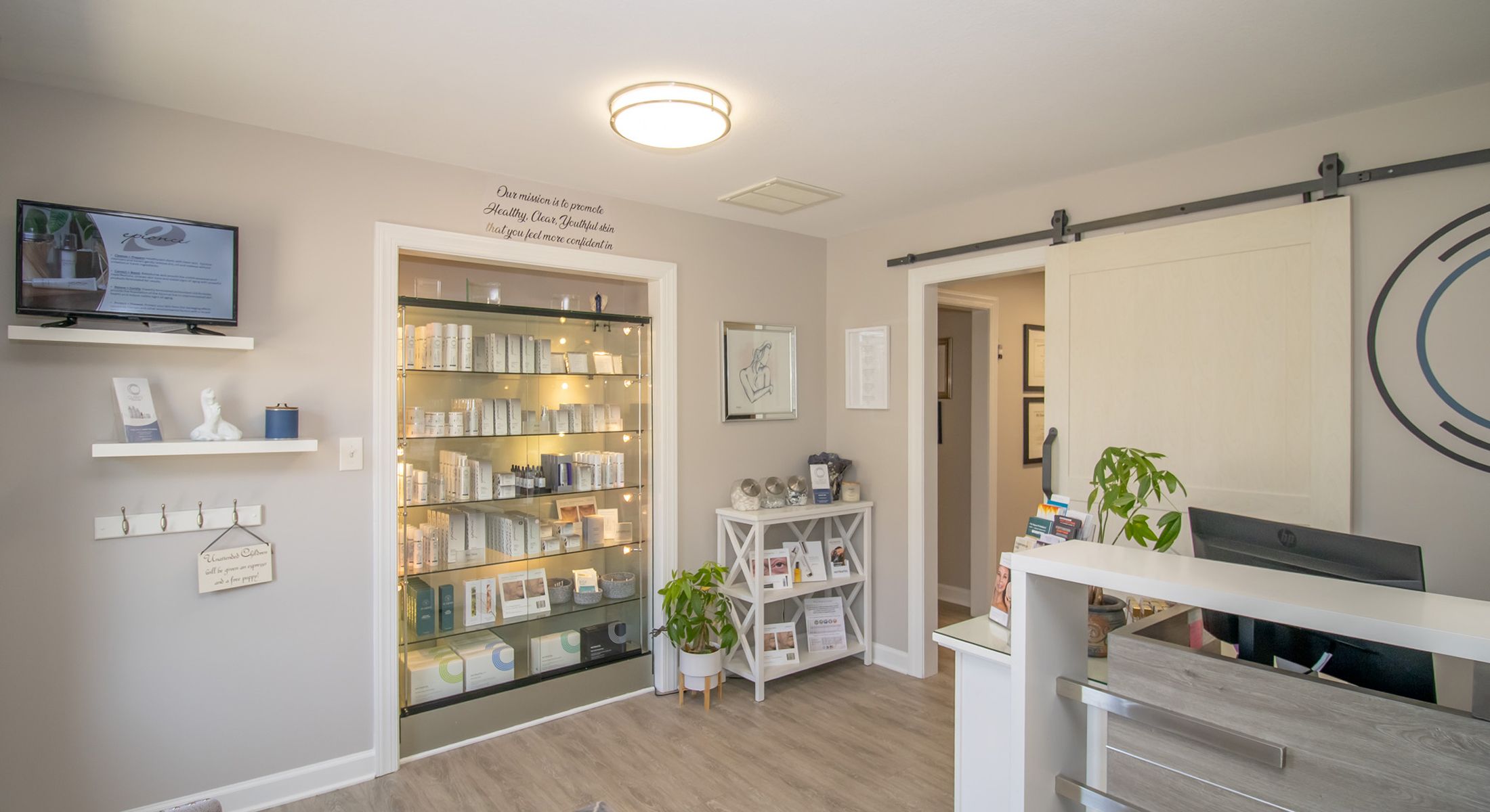 Interior of a skincare and wellness clinic.