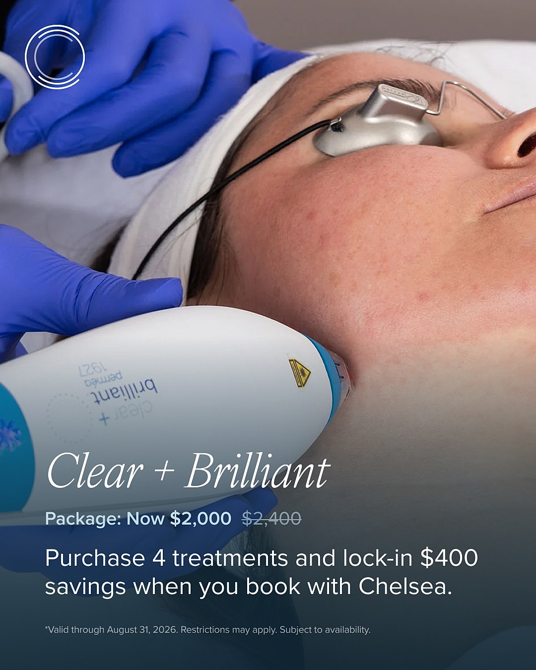 Clear + Brilliant skin treatment in progress.