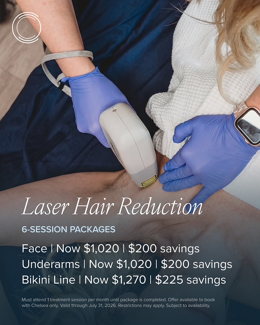 Laser hair reduction treatment in session packages
