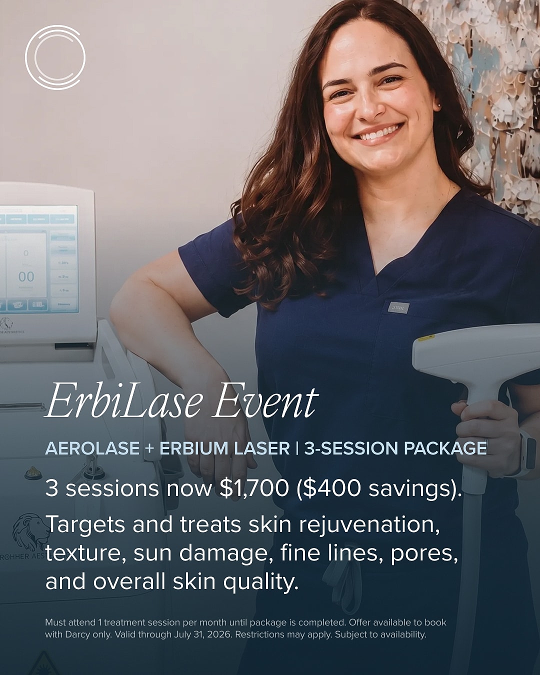 ErbiLase skincare event promotional advertisement.