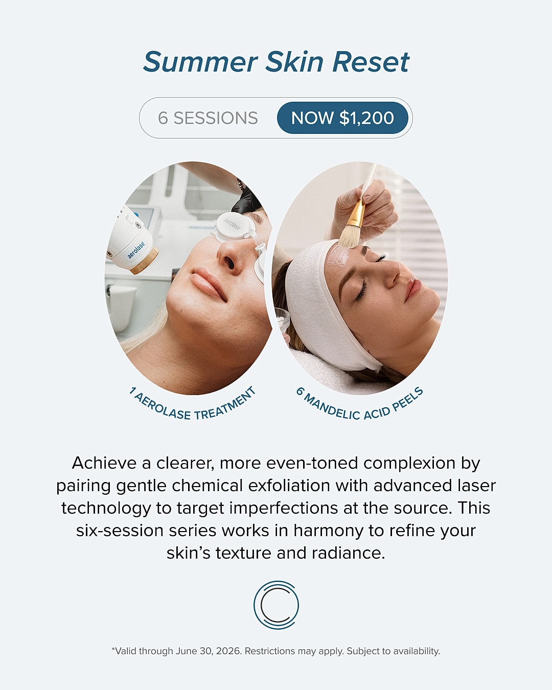 Summer skin treatment promotion with pricing details